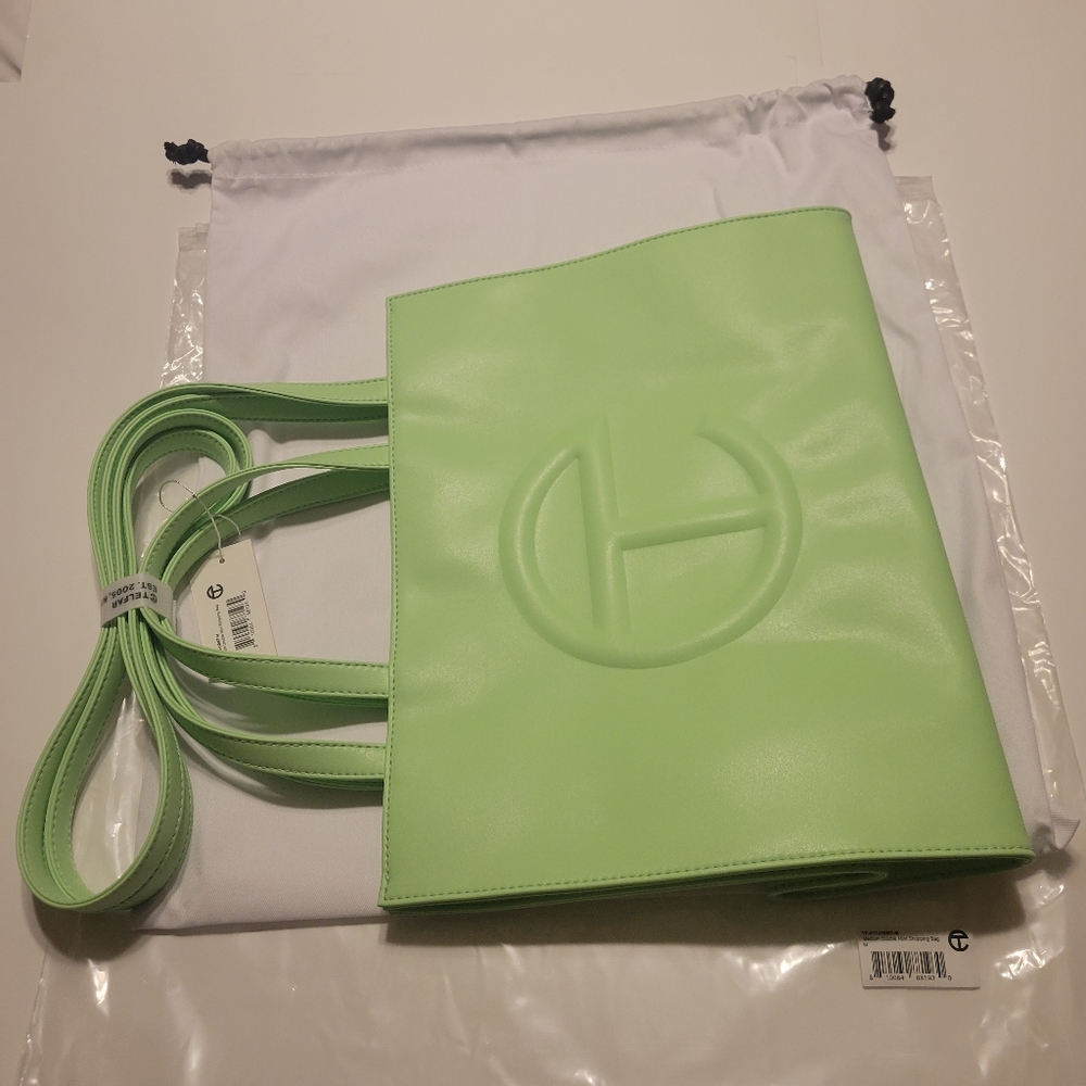 Medium Double Mint Shopping Bag- Green - Picture 14 of 16